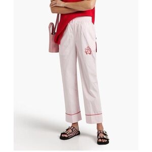 Women's Pink Embroidered Pants